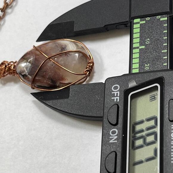 Handmade Wire Wrapped Agate Cabochon Necklace Pendant - Picture 3 of 3